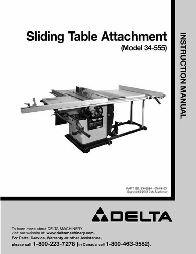 Delta 555 sliding table - delta, 34-555